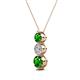 2 - Kesha (4.2mm) Round Green Garnet and Lab Grown Diamond Graduated Three Stone Drop Pendant 