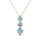 1 - Kesha (4.2mm) Round Aquamarine and Lab Grown Diamond Graduated Three Stone Drop Pendant 