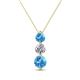 1 - Kesha (4.2mm) Round Blue Topaz and Lab Grown Diamond Graduated Three Stone Drop Pendant 
