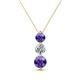 1 - Kesha (4.2mm) Round Iolite and Lab Grown Diamond Graduated Three Stone Drop Pendant 