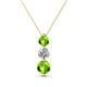 1 - Kesha (4.2mm) Round Peridot and Lab Grown Diamond Graduated Three Stone Drop Pendant 