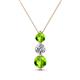 1 - Kesha (4.2mm) Round Peridot and Lab Grown Diamond Graduated Three Stone Drop Pendant 