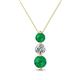 1 - Kesha (4.2mm) Round Emerald and Lab Grown Diamond Graduated Three Stone Drop Pendant 