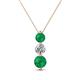 1 - Kesha (4.2mm) Round Emerald and Lab Grown Diamond Graduated Three Stone Drop Pendant 