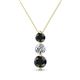 1 - Kesha (4.2mm) Round Black Diamond and White Lab Grown Diamond Graduated Three Stone Drop Pendant 