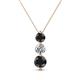 1 - Kesha (4.2mm) Round Black Diamond and White Lab Grown Diamond Graduated Three Stone Drop Pendant 