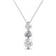 1 - Kesha (4.2mm) Round White Sapphire and Lab Grown Diamond Graduated Three Stone Drop Pendant 