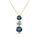 1 - Kesha (4.2mm) Round Blue Diamond and White Lab Grown Diamond Graduated Three Stone Drop Pendant 