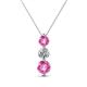 1 - Kesha (4.2mm) Round Pink Sapphire and Lab Grown Diamond Graduated Three Stone Drop Pendant 