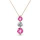 1 - Kesha (4.2mm) Round Pink Sapphire and Lab Grown Diamond Graduated Three Stone Drop Pendant 