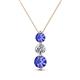 1 - Kesha (4.2mm) Round Tanzanite and Lab Grown Diamond Graduated Three Stone Drop Pendant 