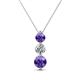 1 - Kesha (4.2mm) Round Iolite and Lab Grown Diamond Graduated Three Stone Drop Pendant 