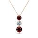 1 - Kesha (4.2mm) Round Red Garnet and Lab Grown Diamond Graduated Three Stone Drop Pendant 