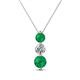 1 - Kesha (4.2mm) Round Emerald and Lab Grown Diamond Graduated Three Stone Drop Pendant 