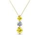 1 - Kesha (4.2mm) Round Yellow Sapphire and Lab Grown Diamond Graduated Three Stone Drop Pendant 