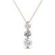 1 - Kesha (4.2mm) Round White Sapphire and Lab Grown Diamond Graduated Three Stone Drop Pendant 