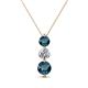 1 - Kesha (4.2mm) Round Blue Diamond and White Lab Grown Diamond Graduated Three Stone Drop Pendant 