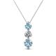 1 - Kesha (4.2mm) Round Aquamarine and Lab Grown Diamond Graduated Three Stone Drop Pendant 