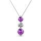 1 - Kesha (4.2mm) Round Amethyst and Lab Grown Diamond Graduated Three Stone Drop Pendant 
