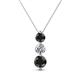 1 - Kesha (4.2mm) Round Black Diamond and White Lab Grown Diamond Graduated Three Stone Drop Pendant 
