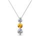 1 - Kesha (4mm) Round Citrine and Diamond Graduated Three Stone Drop Pendant 