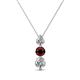 1 - Kesha (4mm) Round Red Garnet and Diamond Graduated Three Stone Drop Pendant 