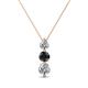 1 - Kesha (4mm) Round Black and White Diamond Graduated Three Stone Drop Pendant 