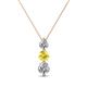 1 - Kesha (4mm) Round Yellow Sapphire and Diamond Graduated Three Stone Drop Pendant 