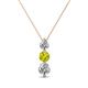 1 - Kesha (4mm) Round Yellow and White Diamond Graduated Three Stone Drop Pendant 