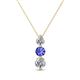 1 - Kesha (4mm) Round Tanzanite and Diamond Graduated Three Stone Drop Pendant 