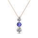 1 - Kesha (4mm) Round Tanzanite and Diamond Graduated Three Stone Drop Pendant 
