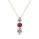 1 - Kesha (4mm) Round Ruby and Diamond Graduated Three Stone Drop Pendant 