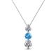 1 - Kesha (4mm) Round Blue Topaz and Diamond Graduated Three Stone Drop Pendant 