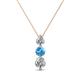 1 - Kesha (4mm) Round Blue Topaz and Diamond Graduated Three Stone Drop Pendant 