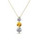 1 - Kesha (4mm) Round Citrine and Diamond Graduated Three Stone Drop Pendant 