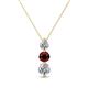1 - Kesha (4mm) Round Red Garnet and Diamond Graduated Three Stone Drop Pendant 