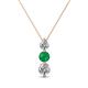 1 - Kesha (4mm) Round Emerald and Diamond Graduated Three Stone Drop Pendant 