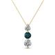 1 - Kesha (4mm) Round London Blue Topaz and Diamond Graduated Three Stone Drop Pendant 