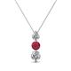 1 - Kesha (4mm) Round Ruby and Diamond Graduated Three Stone Drop Pendant 