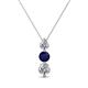 1 - Kesha (4mm) Round Blue Sapphire and Diamond Graduated Three Stone Drop Pendant 