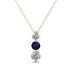 1 - Kesha (4mm) Round Blue Sapphire and Diamond Graduated Three Stone Drop Pendant 