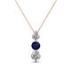 1 - Kesha (4mm) Round Blue Sapphire and Diamond Graduated Three Stone Drop Pendant 