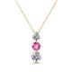 1 - Kesha (4mm) Round Pink Sapphire and Diamond Graduated Three Stone Drop Pendant 
