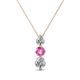 1 - Kesha (4mm) Round Pink Sapphire and Diamond Graduated Three Stone Drop Pendant 