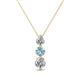 1 - Kesha (4mm) Round Aquamarine and Diamond Graduated Three Stone Drop Pendant 