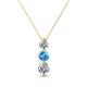 1 - Kesha (4mm) Round Blue Topaz and Diamond Graduated Three Stone Drop Pendant 