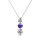 1 - Kesha (4mm) Round Iolite and Diamond Graduated Three Stone Drop Pendant 