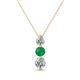 1 - Kesha (4mm) Round Emerald and Diamond Graduated Three Stone Drop Pendant 