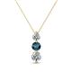 1 - Kesha (4mm) Round Blue and White Diamond Graduated Three Stone Drop Pendant 