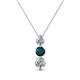 1 - Kesha (4mm) Round London Blue Topaz and Diamond Graduated Three Stone Drop Pendant 